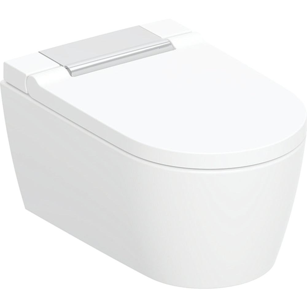 Geberit AquaClean Sela asma komple klozet sistemi: Klozet seramiği: beyaz / KeraTect, Tasarım kapak: krom / Parlak