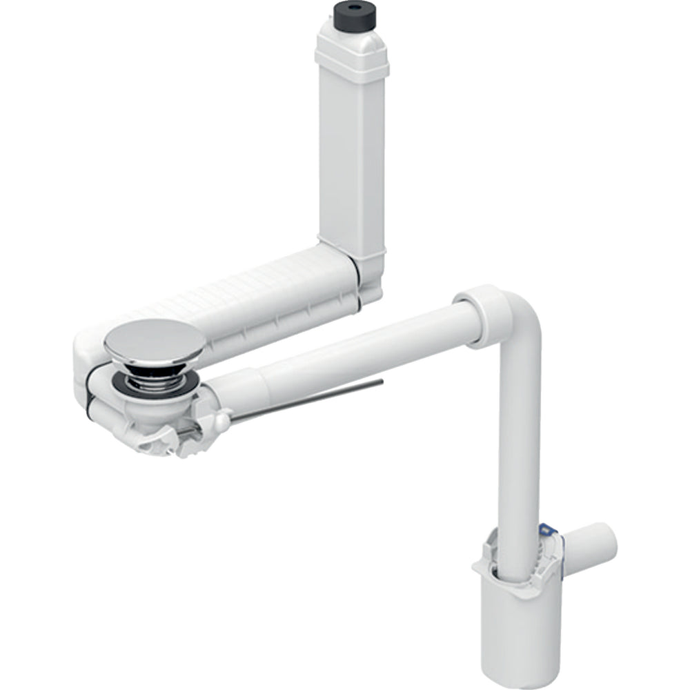 Geberit Clou lavabo gideri, yer tasarruflu model, dar tasarım, kol kumandalı ve valf kapaklı: d=32mm, G=1 1/4″, krom / Parlak