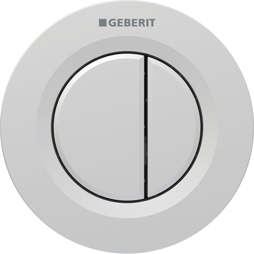 Geberit tip 01 uzaktan kumanda, yuvarlak, pnömatik, 2 kademeli deşarj, gömme basma butonu: krom / mat, kolay temizlenebilir kaplamalı