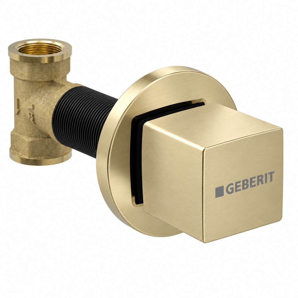 Geberit Kare Ankastre Stop Valf Taharet Musluğu Satine Mat Gold – İç Set Dahil