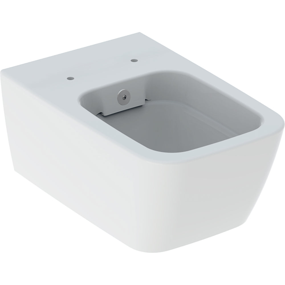 Geberit iCon taharet fonksiyonlu kare alçak tip asma klozet, kapalı form, Rimfree: T=54cm, beyaz