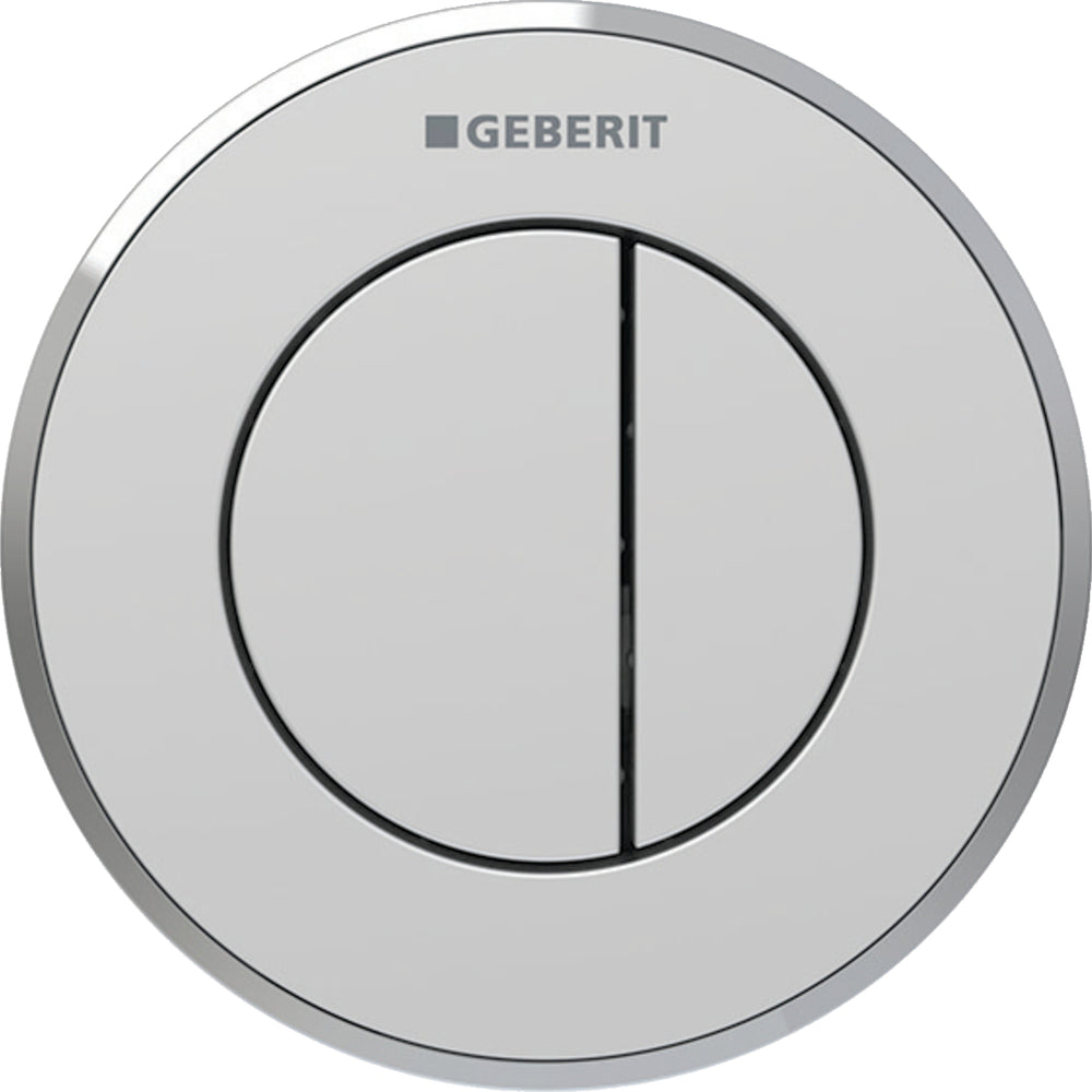 Geberit tip 10 uzaktan kumanda, yuvarlak, pnömatik, 2 kademeli deşarj, Sigma 8 cm gömme rezervuar için, gömme basma butonu: Tuş, Rozet: krom / mat, kolay temizlenebilir kaplamalı, Tasarım halkası: krom / Parlak