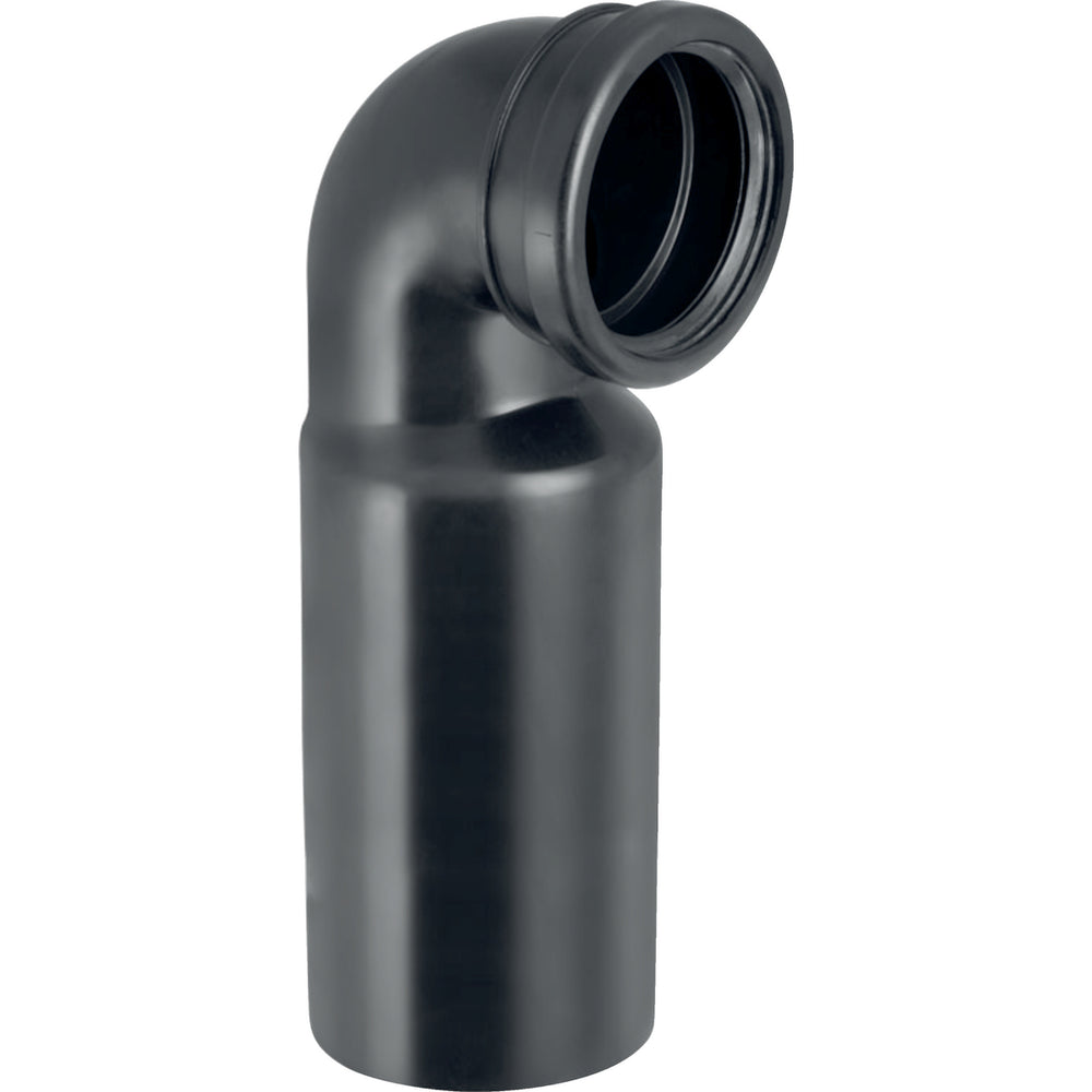 Dudaklı contalı Geberit PE 90° sifon dirseği, uzatılmış, asma klozet için: d=90mm, d1=90mm