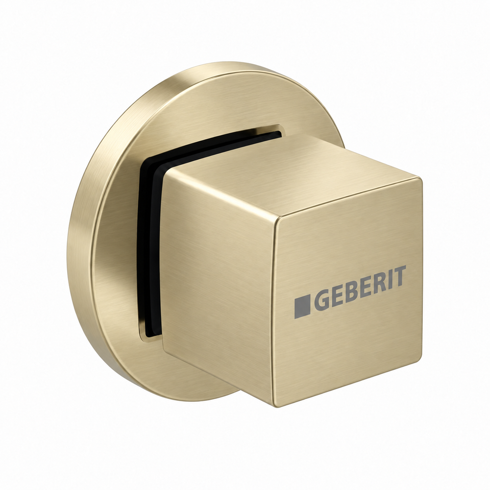 Geberit Kare Stop Valf Başlık - Dış Set - Satine Mat Gold