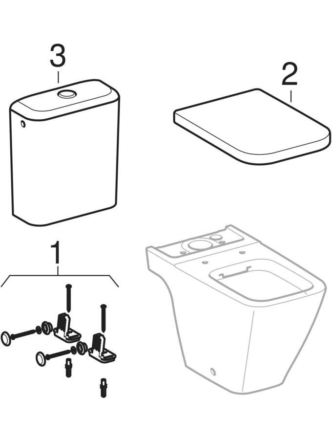 Floor-standing WCs, Rimfree (Geberit iCon Square, it!, Arum) patlamış parça şeması
