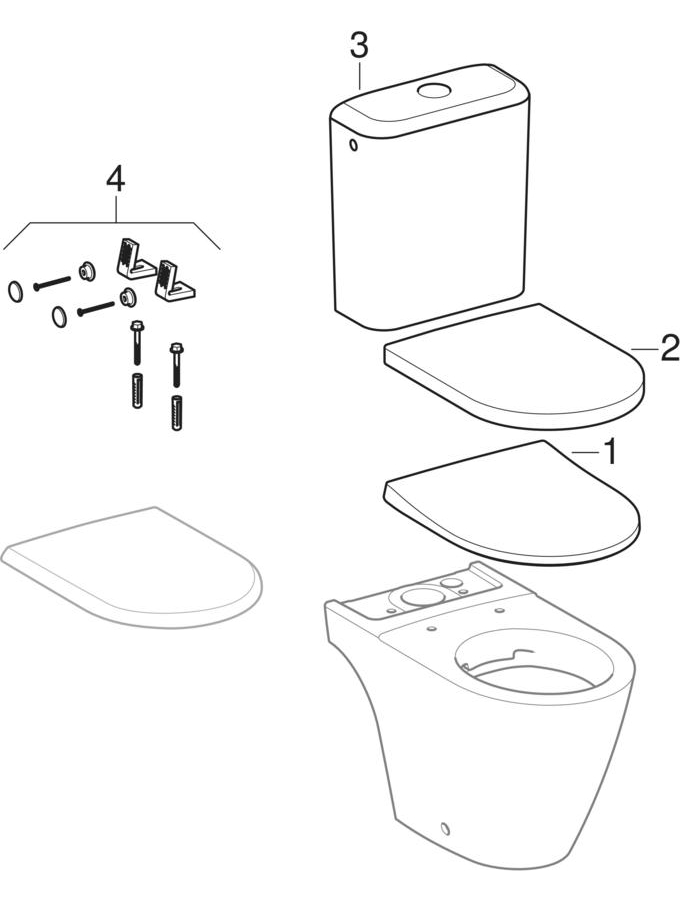 Floor-standing WCs, Rimfree (Geberit iCon, Lovely) patlamış parça şeması
