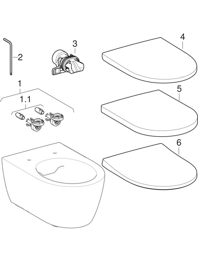 Wall-hung WCs, Rimfree (Geberit iCon) patlamış parça şeması