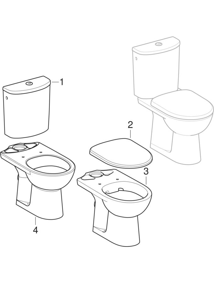 Sets of WC with close-coupled exposed cistern (Geberit Dito, Dito 2) patlamış parça şeması