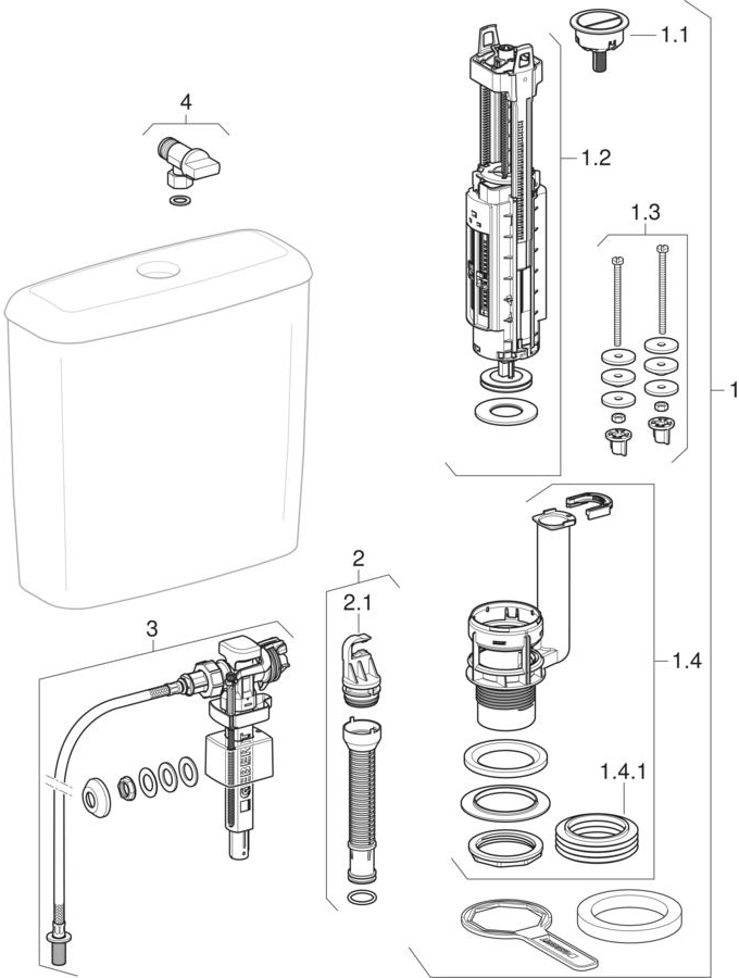 Exposed cisterns, close-coupled (Geberit Prima) patlamış parça şeması