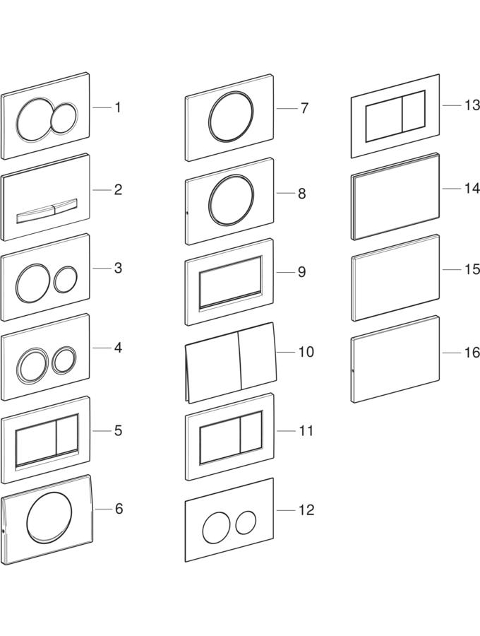 Overview actuator plates and cover plates for Sigma concealed cisterns patlamış parça şeması