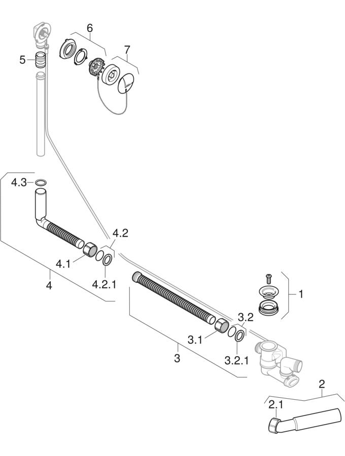 Bathtub drains with waste plug, d52 patlamış parça şeması