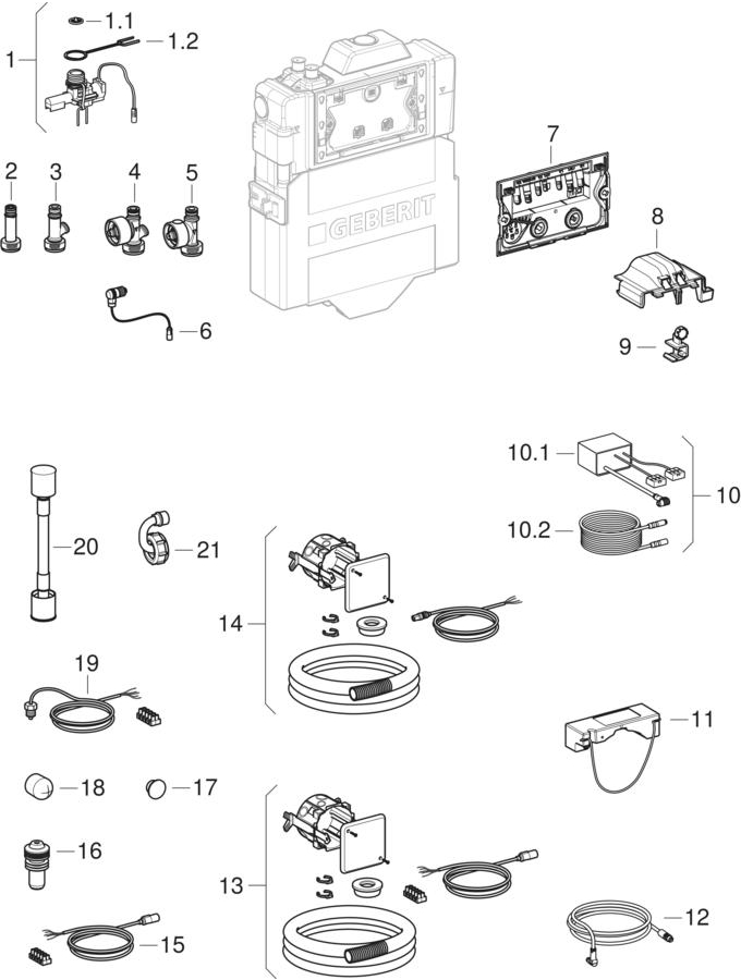 Sigma concealed cisterns 12 cm, for HS30 and HS50 hygiene flush units patlamış parça şeması