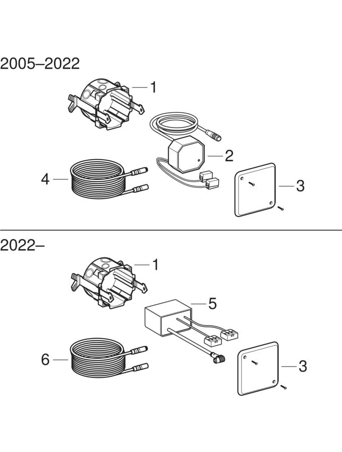 Installation sets with power supply unit, for WC controls with electronic flush actuation patlamış parça şeması