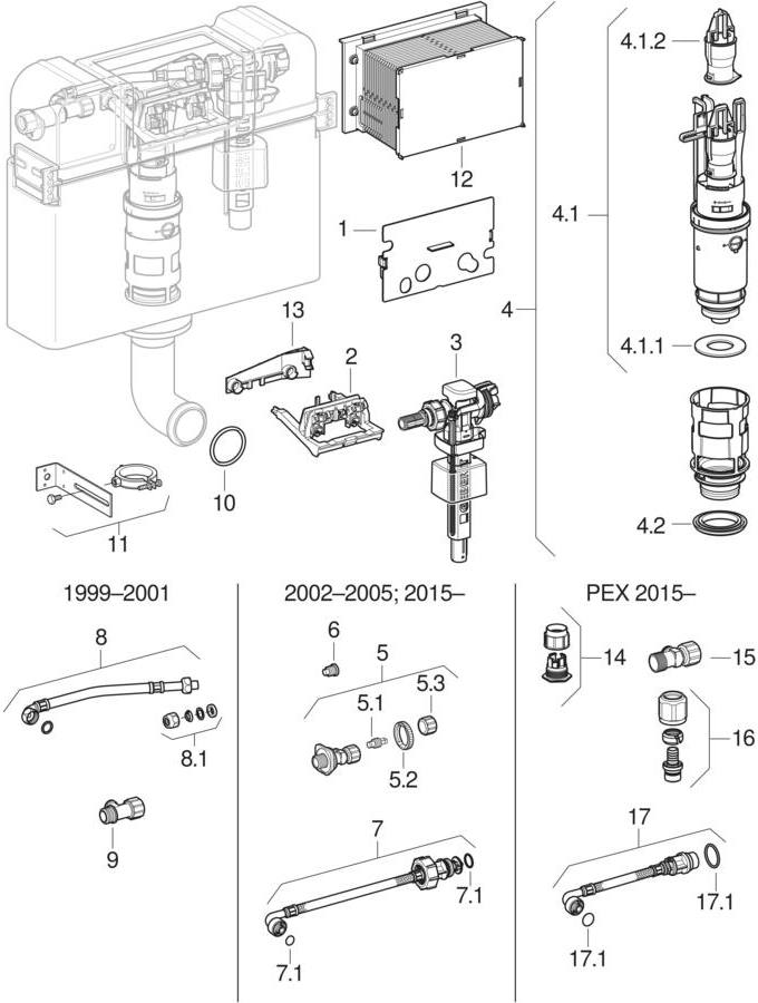 Kappa concealed cisterns 15 cm (UP120, Artline), also for PEX connector patlamış parça şeması