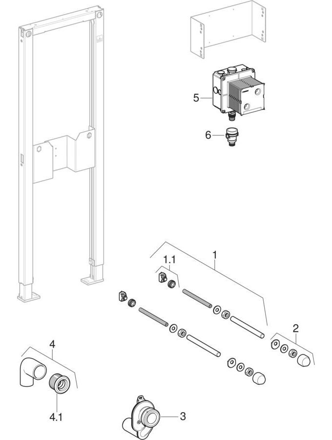 Geberit Duofix elements for urinal, 122 cm, Joly / Visit patlamış parça şeması