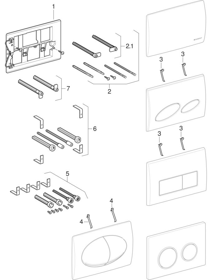 Actuator plates Artline, Kappa, for dual flush patlamış parça şeması