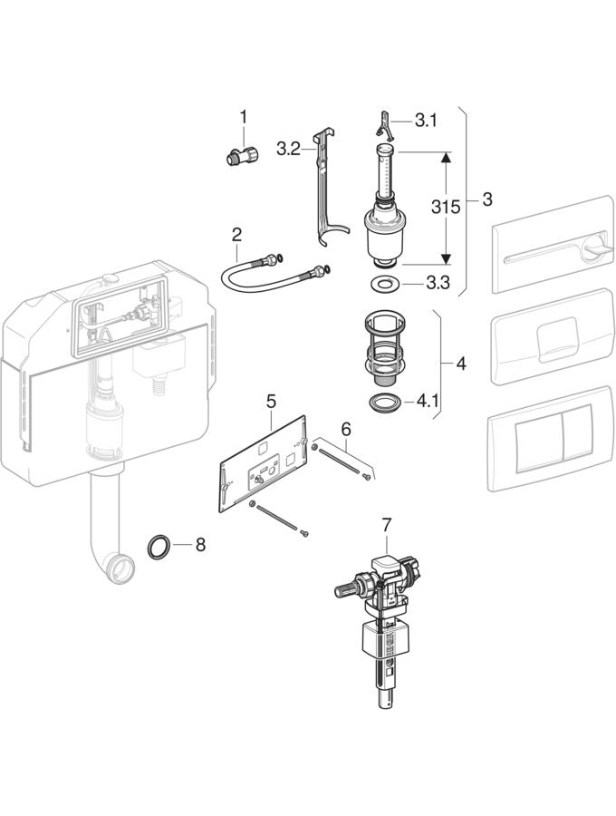 Concealed cisterns 10.400 patlamış parça şeması