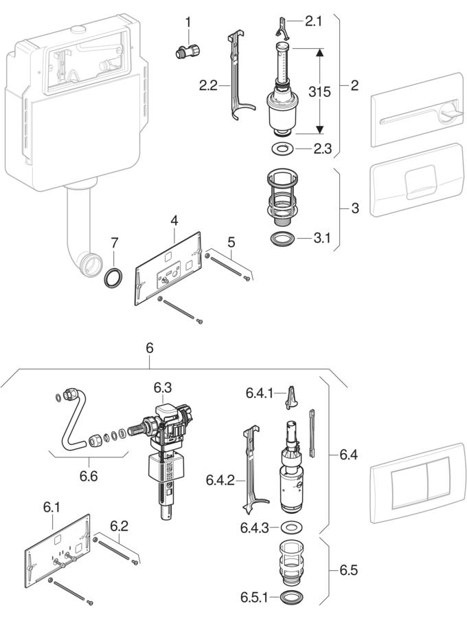Concealed cisterns 10.800 patlamış parça şeması