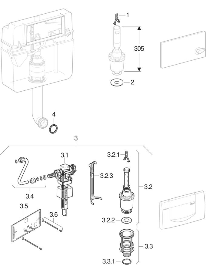 Concealed cisterns 10.500 / 10.520 patlamış parça şeması