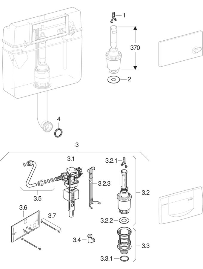 Concealed cisterns 10.600 / 10.620 patlamış parça şeması