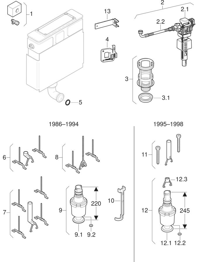 Concealed cisterns 110.620 / NUVO patlamış parça şeması