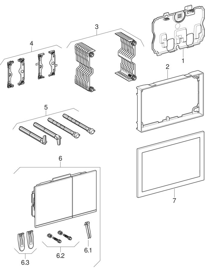 Actuator plates Sigma60 for dual flush patlamış parça şeması
