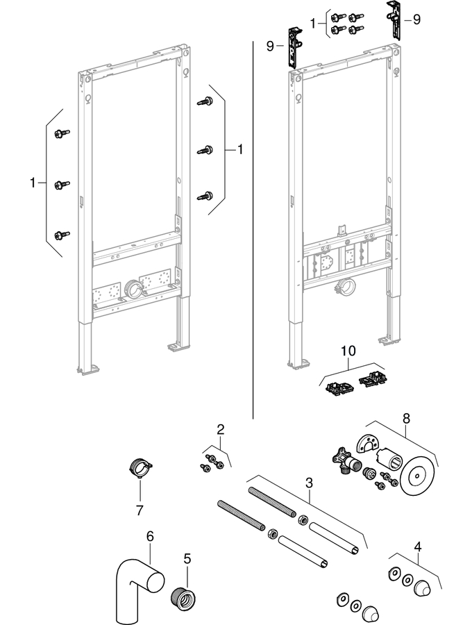 Geberit Duofix elements for bidet, universal / classic patlamış parça şeması
