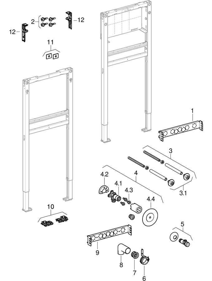 Geberit Duofix elements for washbasin patlamış parça şeması