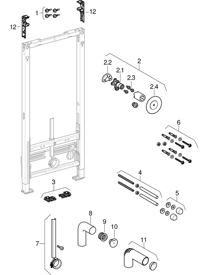 Geberit Duofix elements for bidet, universal patlamış parça şeması