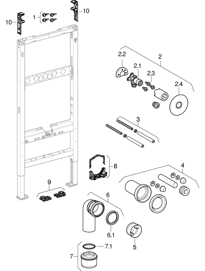 Geberit Duofix elements for close-coupled WC, 112 cm patlamış parça şeması