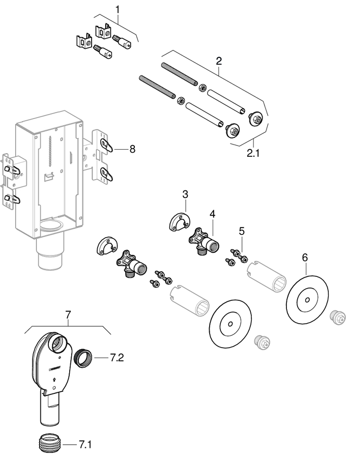 Geberit GIS washbasin sets for deck-mounted tap, with concealed trap patlamış parça şeması