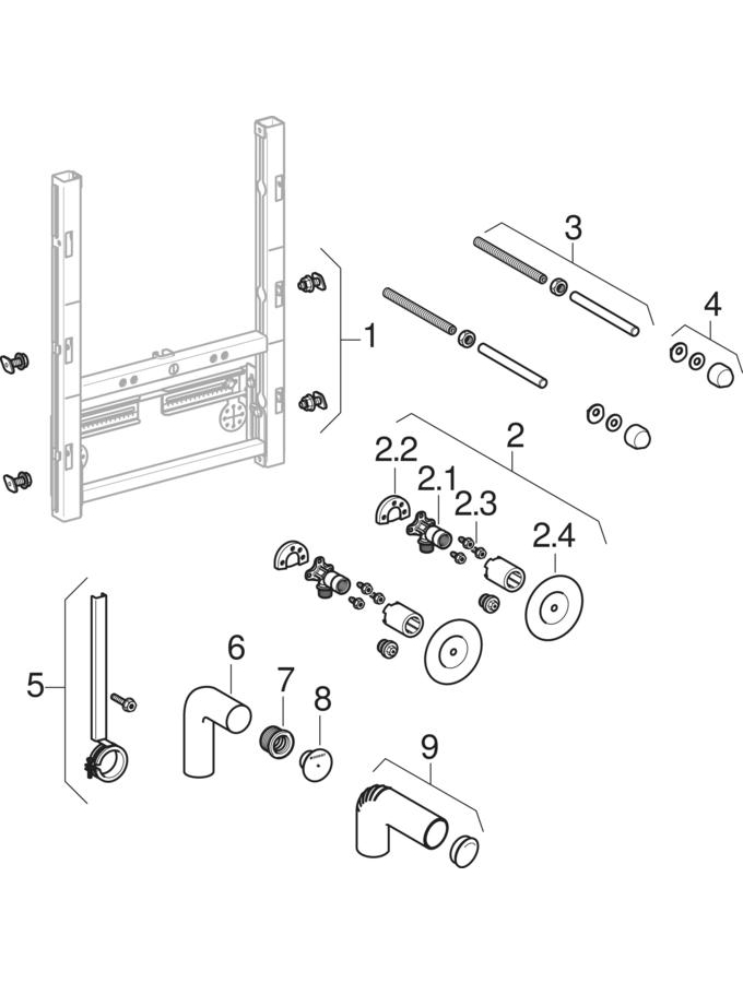 Geberit GIS elements for bidet, universal patlamış parça şeması
