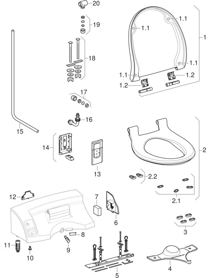 Geberit AquaClean 5000plus WC enhancement solutions patlamış parça şeması