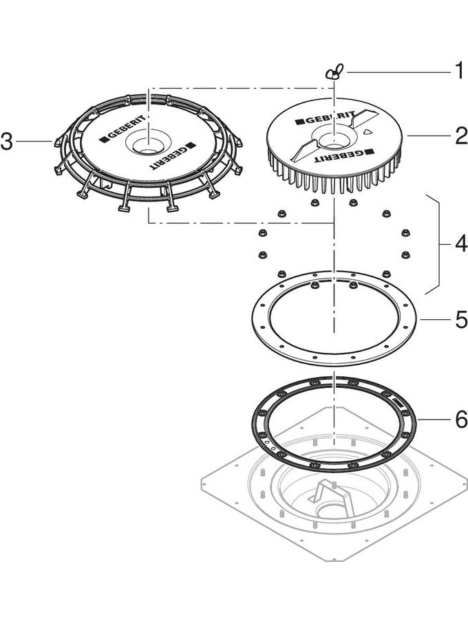 Geberit Pluvia roof outlets with contact sheet for gutters and for roof foils patlamış parça şeması
