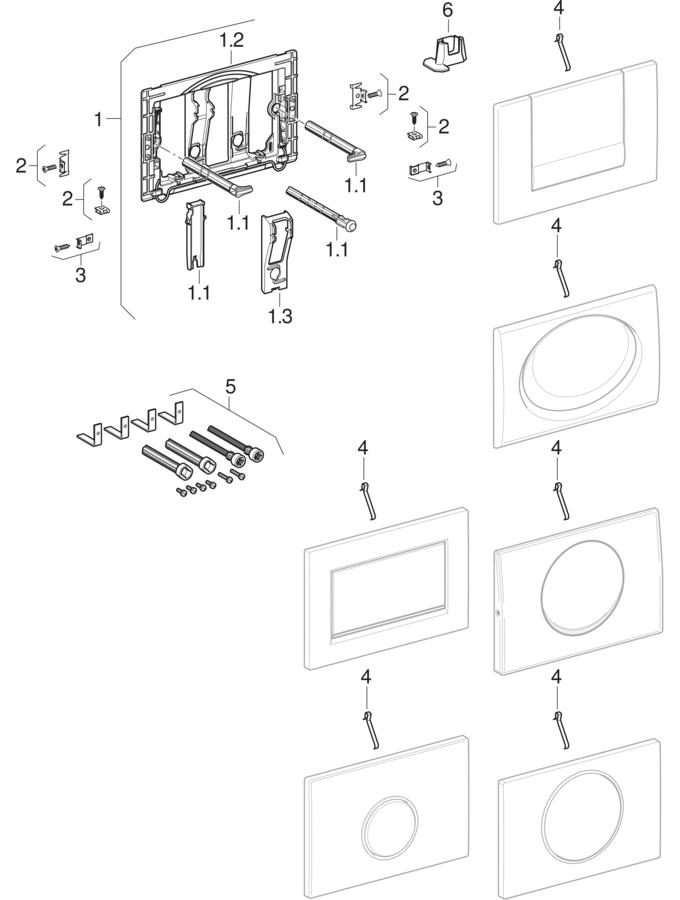 Actuator plates Sigma, Rumba, Mambo,Tango, for stop-and-go flush patlamış parça şeması
