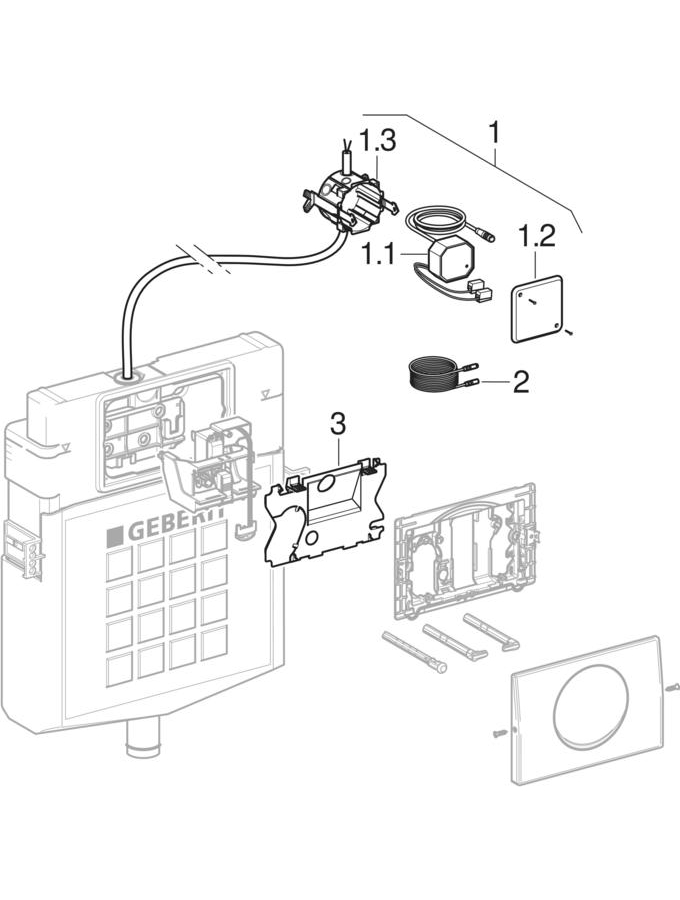 HyTronic WC flush controls, pull-down rail, IR, battery operation patlamış parça şeması