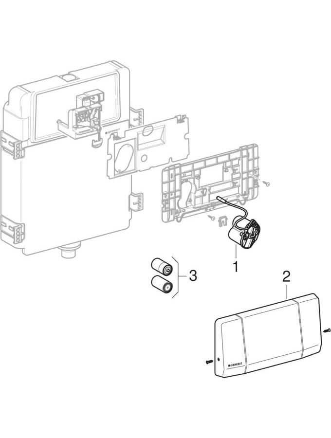 HyTronic WC flush controls, pull-down rail, IR, battery operation, Highline patlamış parça şeması