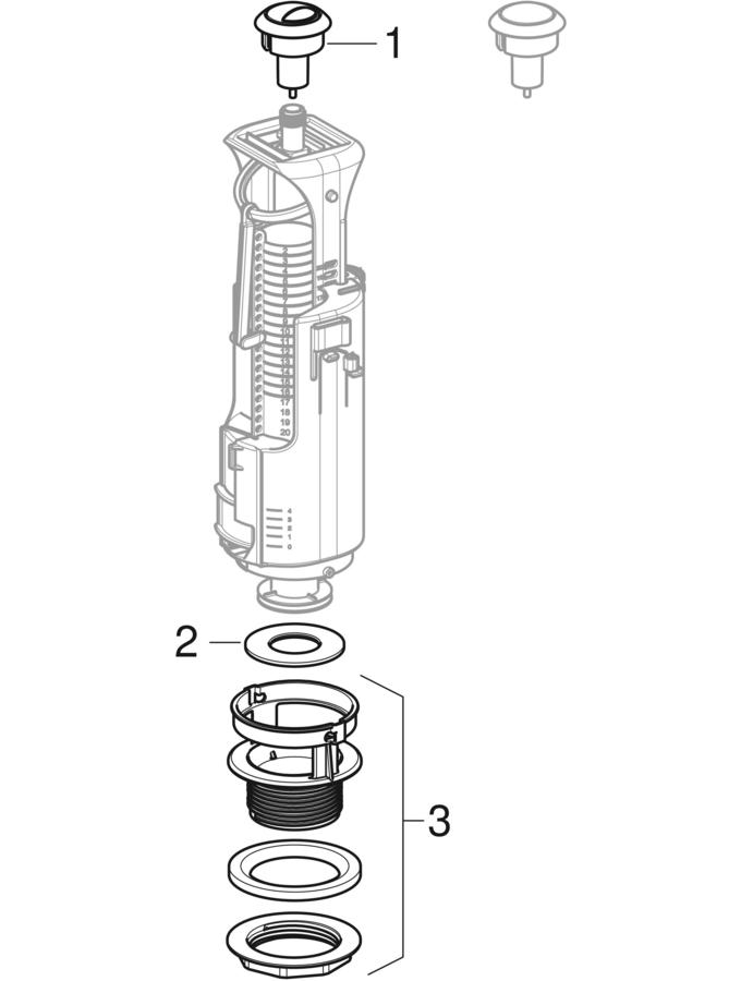 Flush valves type 230, dual flush or stop-and-go flush patlamış parça şeması