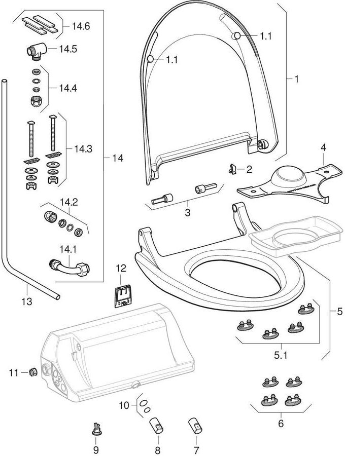 Geberit AquaClean 4000 WC enhancement solutions patlamış parça şeması