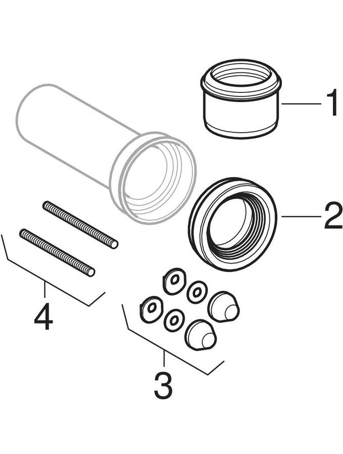 Geberit Monolith connection sets for wall-hung WC, with straight connector patlamış parça şeması