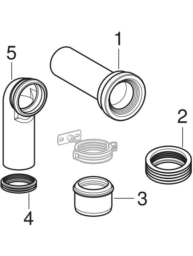 Geberit Monolith connection sets for floor-standing WC, with connection bend 90° patlamış parça şeması