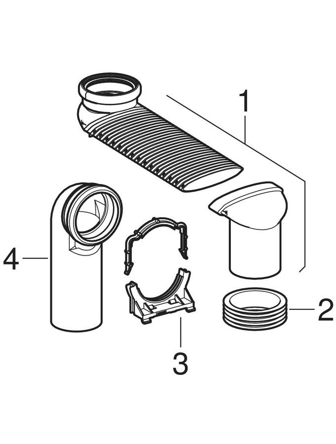 Geberit Monolith connection sets for wall-hung WC, with S-bend made of ABS patlamış parça şeması