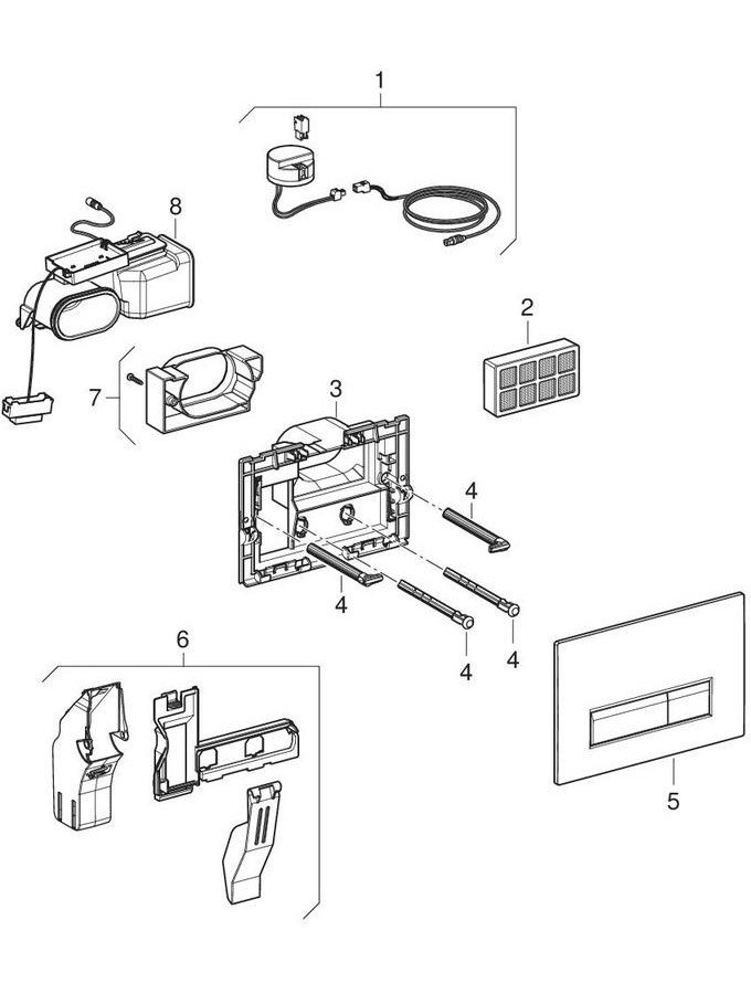 Actuator plates Sigma40, for dual flush, with integrated odour extraction unit patlamış parça şeması