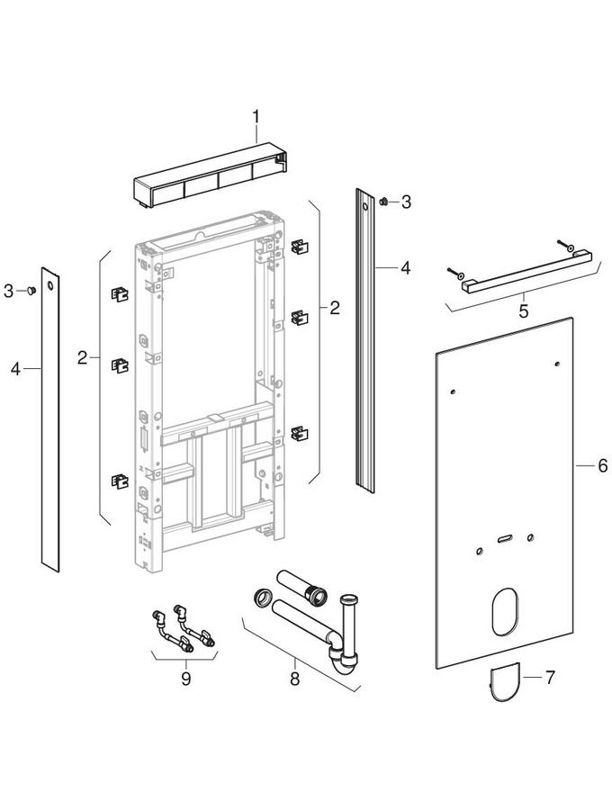 Geberit Monolith sanitary modules for bidet, 101 cm patlamış parça şeması