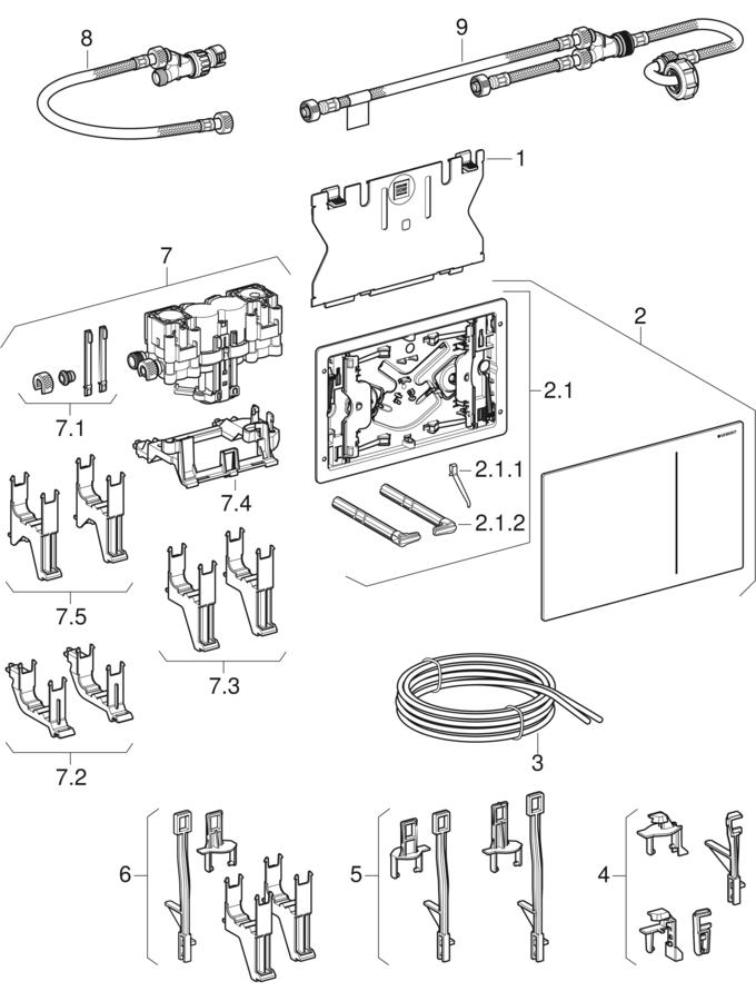Actuator plates Sigma70 for dual flush patlamış parça şeması