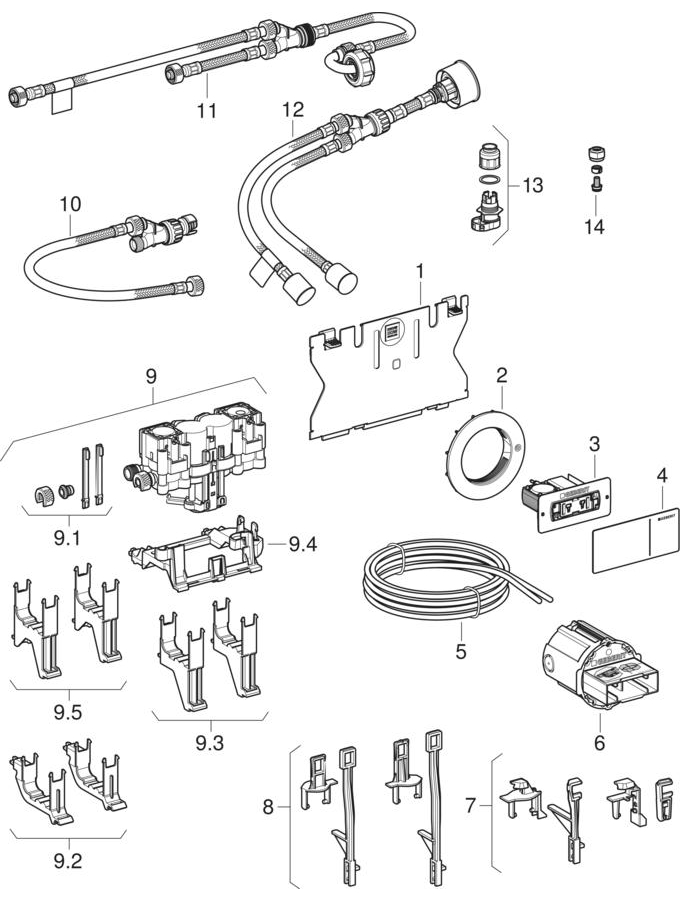 Remote flush actuations type 70, for dual flush patlamış parça şeması