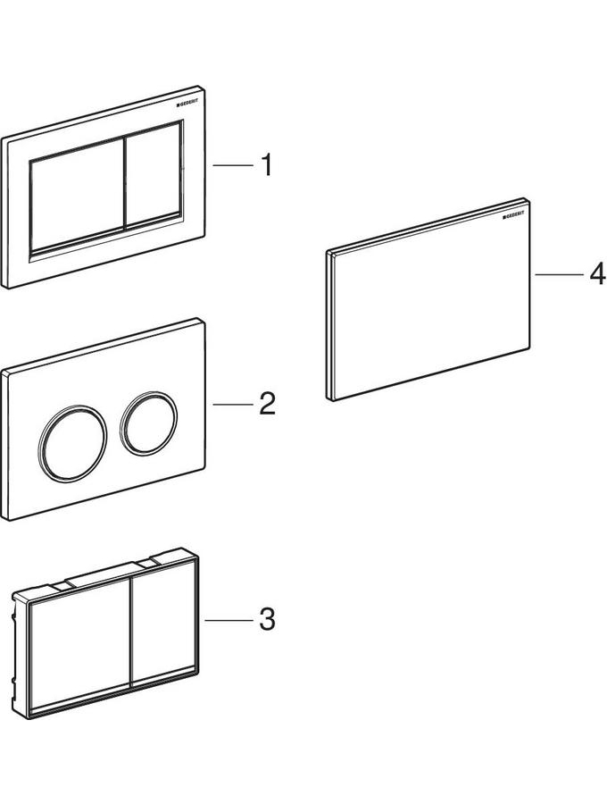 Overview actuator plates and cover plates for Omega concealed cisterns patlamış parça şeması