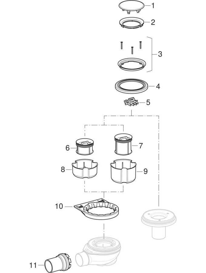 Shower drains for Setaplano shower surface patlamış parça şeması