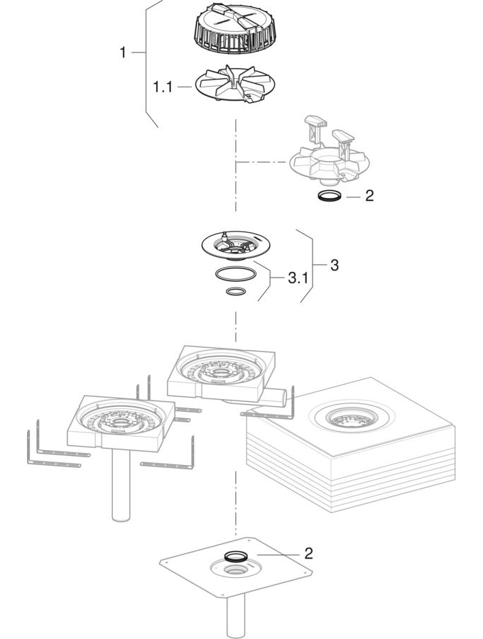 Geberit Pluvia roof outlets with contact foil and thermal insulation, or for contact foil patlamış parça şeması