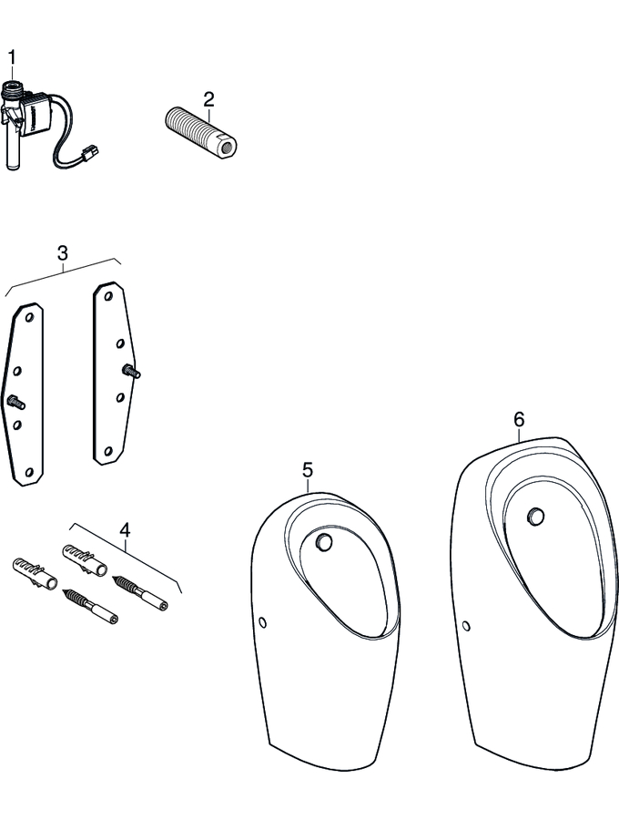 Renovation sets for electronic urinal flush control, cover plate 13 x 13 cm, for installation element, screwed inlet patlamış parça şeması